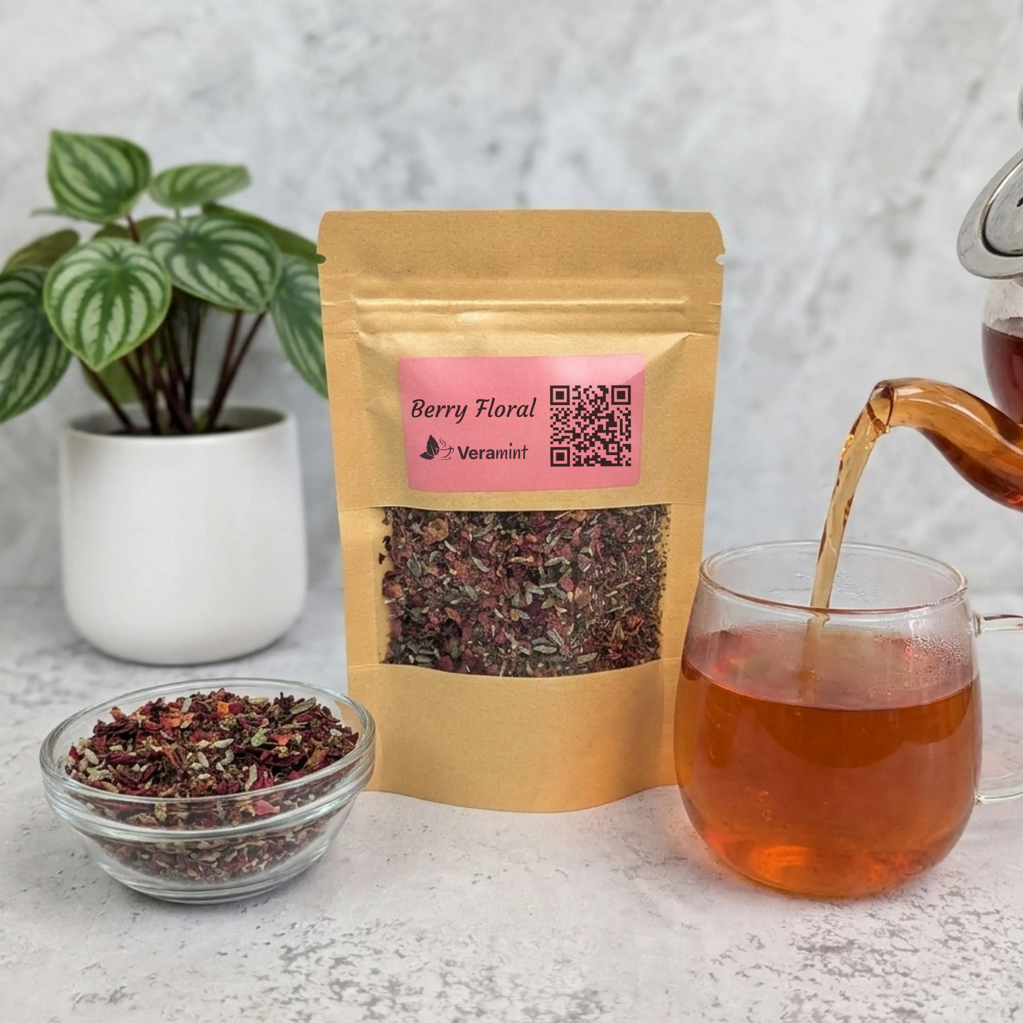 berry floral tea blend packet photo